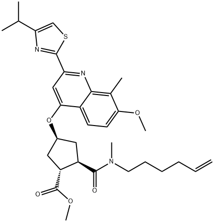 (1R,2R,4S)-2-[(5-hexen-1-ylmethylamino)carbonyl]-4-[[7-methoxy-8- methyl- 2-[4-(1-isopropyl)-2-thiazolyl]-4-quinolinyl]oxy]- Cyclopentanecarboxylic acid methyl ester