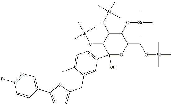 2-{3-[5-(4-Fluoro-phenyl)-thiophen-2-ylmethyl]-4-methyl-phenyl}-3,4,5-tris-trimethylsilanyloxy-6-trimethylsilanyloxymethyl-tetrahydro-pyran-2-ol