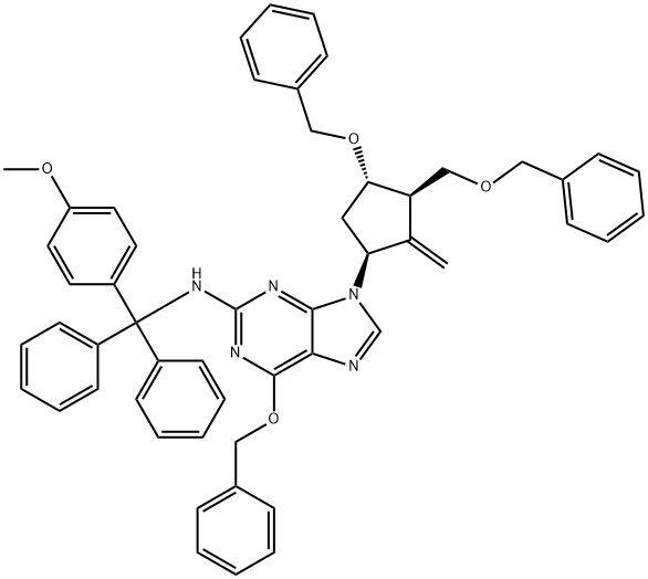 6-(Benzyloxy)-9-((1S,3R,3S)-4-(benzyloxy)-3-(benzyloxymethyl)-2-methylenecyclopentyl)-N-((4-methoxyphenyl)diphenylmethyl)-9H-purin-2-amine