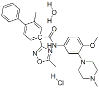 N-[4-Methoxy-3-(4-methyl-1-piperazinyl)phenyl]-2-methyl-4-(5-methyl-1,2,4-oxadiazol-3-yl)-1,1-biphenyl-4-carboxamide  hydrate  hydrochloride