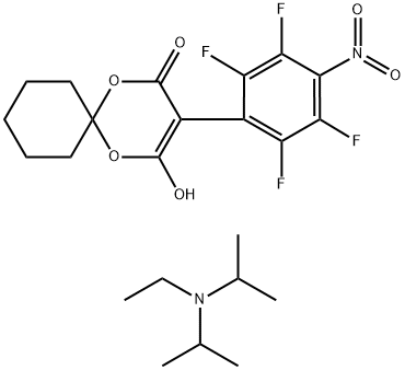 N-Ethyl-N-isopropylpropan-2-aminium 4-oxo-3-(2,3,5,6-tetrafluoro-4-nitrophenyl)-1,5-dioxaspiro[5.5]-undec-2-en-2-olate