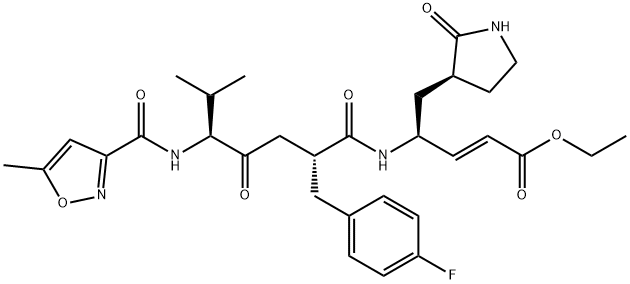 ethyl (E,4S)-4-[[(2R,5S)-2-[(4-fluorophenyl)methyl]-6-methyl-5-[(5-met hyloxazole-3-carbonyl)amino]-4-oxo-heptanoyl]amino]-5-[(3S)-2-oxopyrro lidin-3-yl]pent-2-enoate