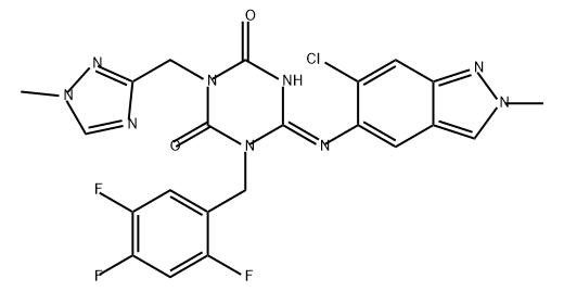 1,3,5-Triazine-2,4(1H,3H)-dione, 6-[(6-chloro-2-methyl-2H-indazol-5-yl)imino]dihydro-3-[(1-methyl-1H-1,2,4-triazol-3-yl)methyl]-1-[(2,4,5-trifluorophenyl)methyl]-, (6E)-