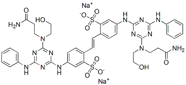disodium 4,4'-bis[[4-anilino-6-[(2-carbamoylethyl)(2-hydroxyethyl)amino]-1,3,5,-triazin-2-yl]amino]stilbene-2,2'-disulphonate