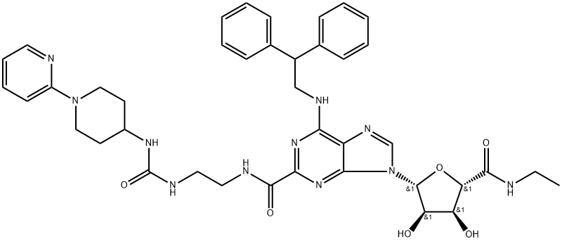 BETA-D-RIBOFURANURONAMIDE, 1-DEOXY-1-[6-[(2,2-DIPHENYLETHYL)AMINO]-2-[[[2-[[[[1-(2-PYRIDINYL)-4-PIPERIDINYL]AMINO]CARBONYL]AMINO]ETHYL]AMINO]CARBONYL]-9H-PURIN-9-YL]-N-ETHYL-