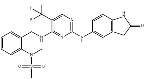 N-Methyl-N-[2-[[[2-[(2-oxo-2,3-dihydro-1H-indol-5-yl)amino]-5-trifluoromethylpyrimidin-4-yl]amino]methyl]phenyl]methanesulfonamide