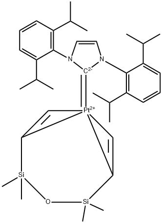 [1,3-bis(2,6-diisopropyl phenyl)imidazol-2-ylidene][1,3-divinyl-1,1,3,3-tetramethyl disiloxane]platinum(0)