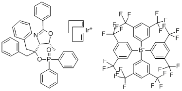 ((4R,5R)-(+)-O-[1-Benzyl-1-(5-methyl-2-phenyl-4,5-dihydrooxazol-4-yl)-2-phenylethyl](diphenylphosphinite)(1,5-COD)iridium(I)tetrakis(3,5-bis(trifluoromethyl)phenylborate,min.97%