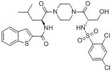 N-((S)-1-(4-((S)-2-(2,4-dichlorophenylsulfonaMido)-3-hydroxypropanoyl)piperazin-1-yl)-4-Methyl-1-oxopentan-2-yl)benzo[b]thiophene-2-carboxaMide